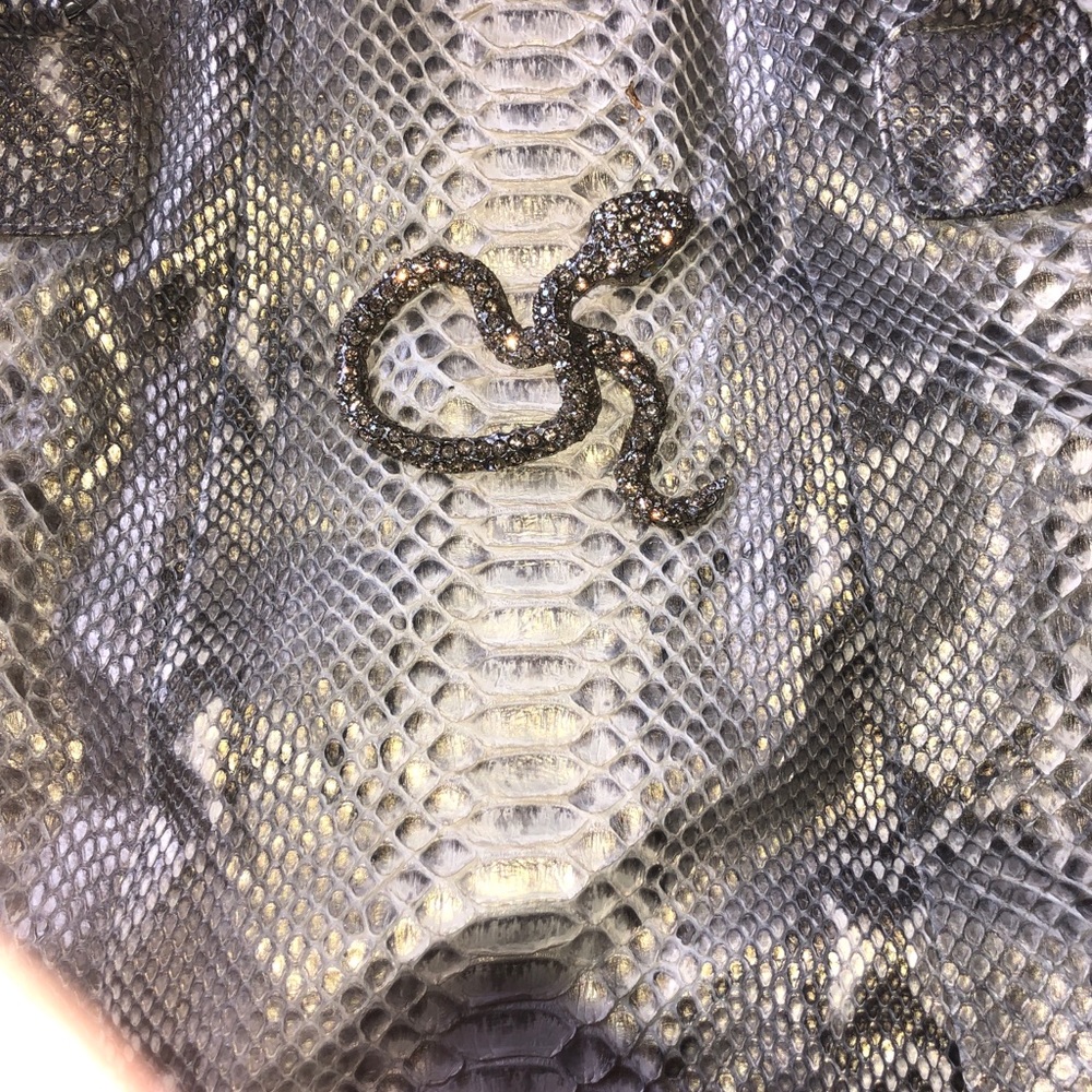Clara Kasavina Gold Grey Gonzalez Python Satchel … - image 4